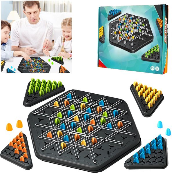 Chain Triangle Chess Game, Triggle Rubber Band Game, Innovative Educational Desktop Board Game, Interactive Triangle Strategy Puzzle Set for Kids Adults Party Family