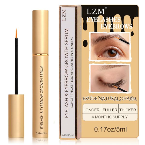 LZM Lash Serum For Eyelash Growth And Thickness Rapid Eyelash Growth Serum & Eyebrow Enhancer Advanced Formula for Longer, Fuller and Thicker Looking Natural Lashes 5 ML
