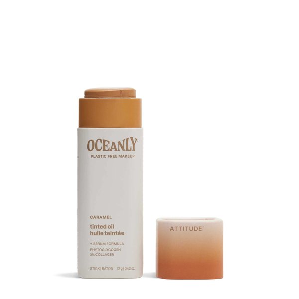ATTITUDE Oceanly Plastic-Free Light Coverage Tinted Oil Stick, Titanium Dioxide-Free, EWG Verified, Vegan & Cruelty-free Makeup, Caramel, 0.42 Ounces