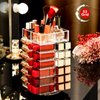 FODIENS Acrylic Lipstick Tower Holder, 360 Degree Rotating Makeup Cosmetic Lipsticks Organizer with 53 Slots, Spinning Lipgloss Storage Display Stand Holder