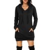 BEPEI Womens Long Sleeve Tunic Sweatshirt String Hoodie With Pocket Black L