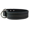 Genuine Leather Dog Collar, Padded Black, 1.5" Wide. Fits 14"-18" Neck Size, Medium