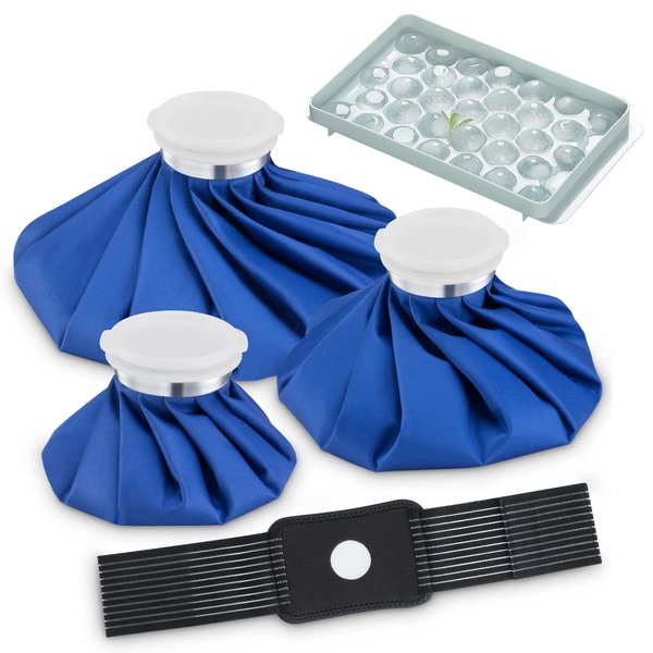Ice Packs for Injuries Reusable Ice Bags ​Hot Water Bag for Injuries, Hot & Cold ​Therapy and Pain Relief 5-Pack, (3 Sizes 6"/9"/11")