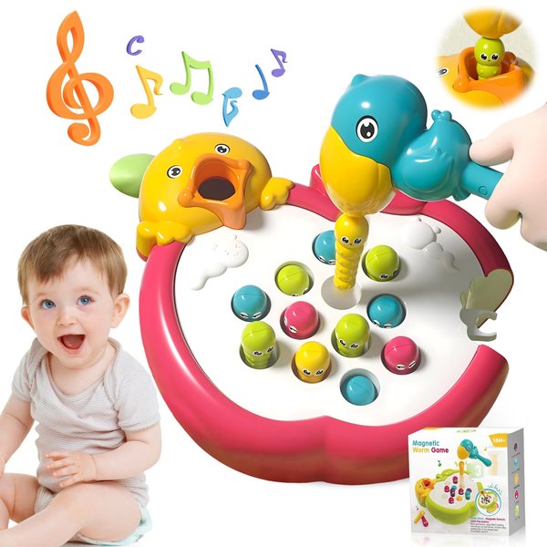 Montessori Toys,Magnetic Bird Feeding Game Toys Magnetic Worm Game for 1-3 Year Old Woodpecker Worm Toy Fine Motor Skills Sensory Toys Magnetic Bird Feeder Toy for Boys and Girls