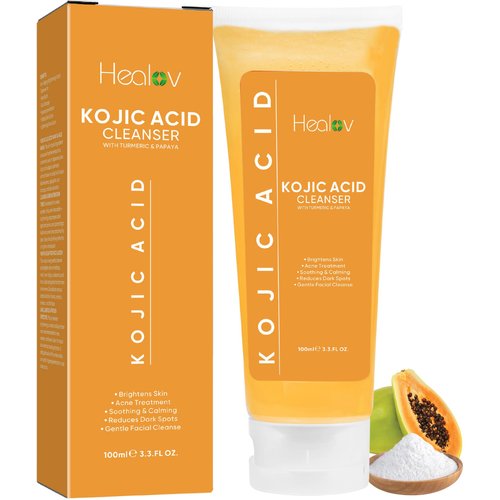 Kojic Acid Soap for Hyperpigmentation – Skin Brightening Kojic Papaya Face and Body Wash – Dark Spot Soap Reduces Acne, Scars, and Evens Skin Tone – Turmeric Facial Cleanser for Brighter Glowing Skin