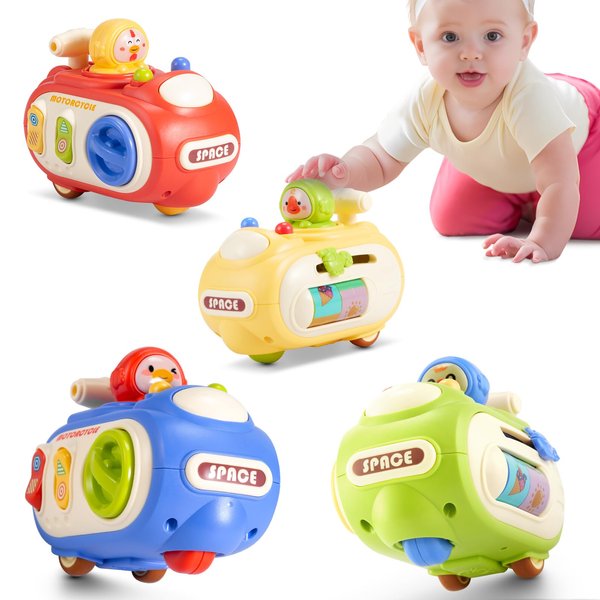 VoMii Montessori Toddler Toys, Sensory Press and Go Toy Car for Toddlers, Travel Activities Busy Cube Toys for Learning Fine Motor Skills, Baby Gifts for Activity Cube