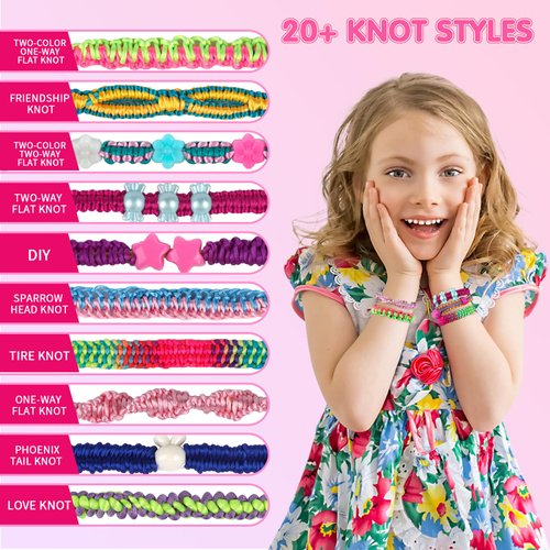 Friendship Bracelet Making Kit for Girls, Arts and Crafts for Kids Age 8-12, DIY Jewelry String Maker Kit Toys, Bracelets Maker Craft, Christmas Birthday Gifts for Ages 6 7 8 9 10 11 12 Year Old