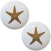 Set of 2 Starfish Ceramic Cabinet Drawer Knobs