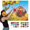 Happy Fall Festival Party Games - Pin The Hat on The Turkey with Reusable Stickers for Kids Birthday Parties