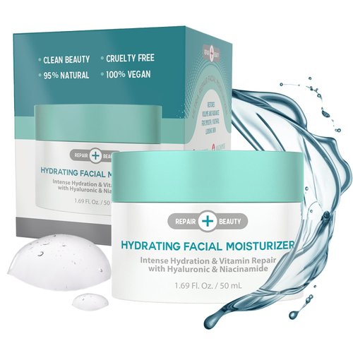 Repair Beauty Hyaluronic Acid and Niacinamide Daily Face Moisturizer - Anti-aging, Moisturizes Dry Skin, Hydrating Day Cream - Cruelty Free Korean Skin Care For All Skin Types - 1.69 Fl. oz/ 50ml
