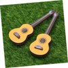EXCEART 4 Pcs Wooden Miniature Guitar Miniature Wooden Instrument Desktop Wooden Miniatures Micro Landscape Statue DIY Miniature Guitar 1:12 Dollhouse Guitar Electric Guitar Figure Bamboo