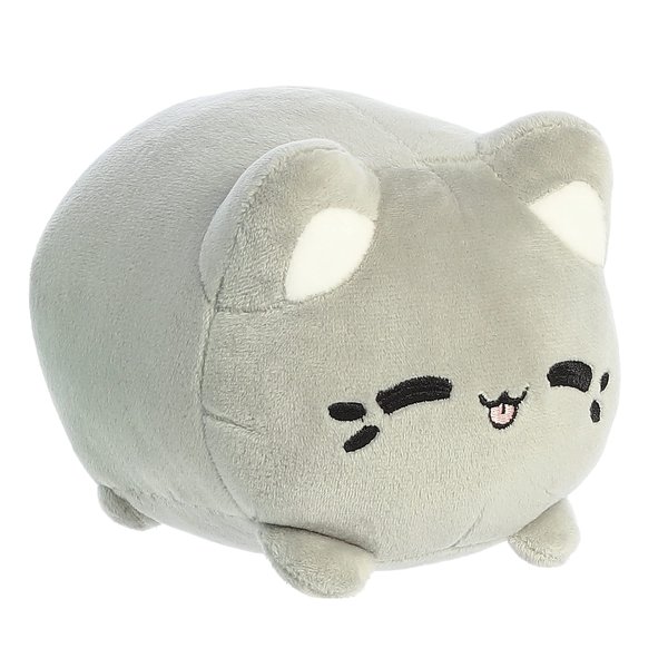 Aurora® Enchanting Tasty Peach® Earl Grey Tea Meowchi Stuffed Animal - Bright & Colorful Design - Showpiece Plush - Gray 7 Inches