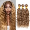 24 26 28 inch Color 27 Blonde Water Wave Bundles Human Hair Honey Blonde Bundles Double Weft Color 27 Human Hair Bundles Blonde Wet and Wavy Bundles Brazilian Virgin Remy Hair Extensions