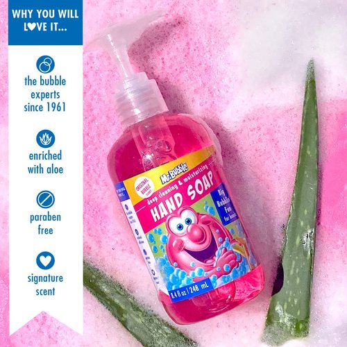 Mr. Bubble Kids Moisturizing Hand Soap, Gentle Sensitive Skin Formula Enriched with Nourishing Aloe Vera - Original Bubble Scent (Pack of 3 Bottles, 8.4 Fl Oz Each)
