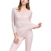 Grenasasilk Womens Silk Long Underwear Mulberry Silk Long Johns Silk Thermal Underwear Sets Cold Weather Base Layer (S, Flechcolor)