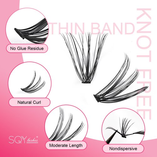 SQYlashes DIY Lash Extensions Kit, 280PCS 30D 40D Individual Lashes Clusters Eyelash Extensions Kit with Lash Bond and Seal, D Curl Lash Clusters Kit at Home (30D+40D, 0.05 Mix 9-18mm)