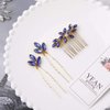 Yean Baroque Bridal Hair Pins Silver Rhinestones Wedding Hair Comb Something Blue Hair Piece for Women and Girls(3 Pcs) (Gold)