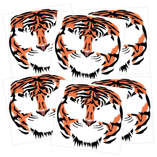 Tiger Face Tattoos, 6-Sheet Tribal Tiger Temporary Face Tattoo Kits, Tiger Head Body Decal Set for Men Women Adults Kids Halloween Costume Accessories and Parties