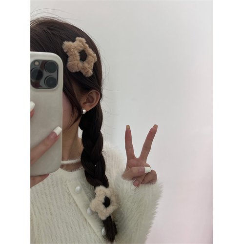 Star Hair Clips, 6 Pcs Hair Accessories Metal Plush Hair Snap Clips Barrettes for Kids Girls Women