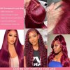 99j Burgundy Lace Front Wigs Human Hair Body Wave 13x4 HD Glueless lace Frontal Wigs Human Hair Pre Plucked hair Bleached Knots 180% Density wigs for women Wine Red Colored Brazilian virgin 24inch