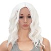 SWACC 15 Inch Short Curly Wavy Hair Wig Medium Length Synthetic Colorful Cosplay Daily Party Wig for Women with Wig Cap (White)