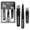 Brookstone Nail Clippers Set - Premium Stainless Steel Nail Clipper and Nail Cutter with Rubberized Non-Slip Grip, Includes Case and Tweezer, Two Nail Clippers for Precision Grooming