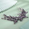 Kercisbeauty Wedding Bridal Purple Crystal Headband Rhinestones Silver Hair Piece for Women Girls Updo Hair Jewelry (Purple)