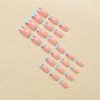 IMRAIN Press on Nails Short Square Fake Nails Blue French Tips False Nails Glossy Gel Squoval Nails Full Cover Cherry Acrylic Nails for Women Girls 24Pcs