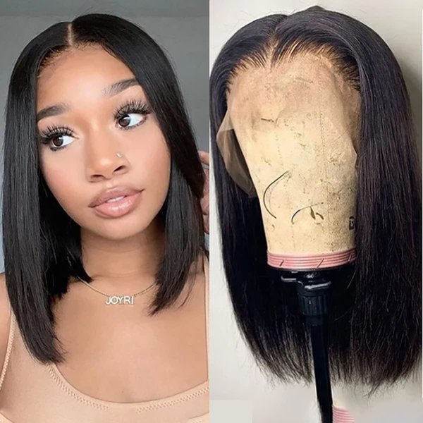 Bob Wig Human Hair Straight 10 Inch 13X4 Lace Front Wig Human Hair 150% Density Short Straight Frontal Bob Wig 13x4 HD Transparent Lace Frontal wig Pre Plucked With Baby Hair Free Part Natural black