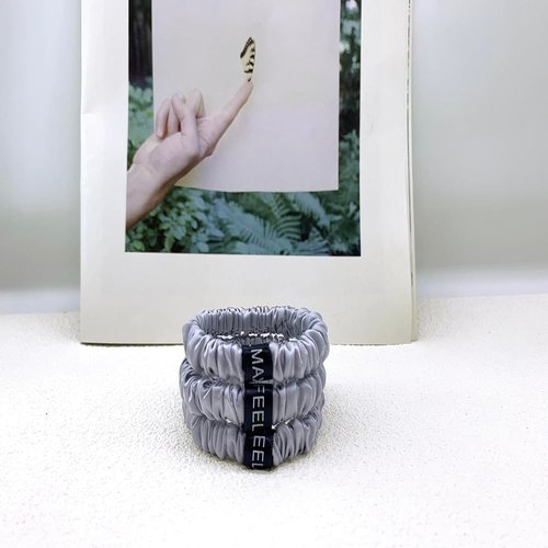 Maxfeel 100% Pure Muberry Silk Hair Scrunchie Multicolor (Small Size-Silver 3PCS)