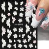 Flower Nail Art Stickers Decals, White Flower Petal Nail Stickers for Nail Art, 5D Embossed Floral Butterfly Design Nail Decals Flower Nails Adhesive Slider for Summer Nail Art Decorations Supplies