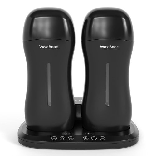 Wax Bear Roll On Wax Warmer, Double Roller Wax Heater for Soft Wax Cartridge with Magnetic Heater Base for Hair Removal,Perfect for Waxing at home or Waxing Salons. (Black)