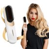 Casbomy Hair Straightener Brush, Travel Hair Straightener, 3 Modes Cordless Portable Straightening Brush for Women, Mini Size Hot Comb, Charging with tp-c(White)