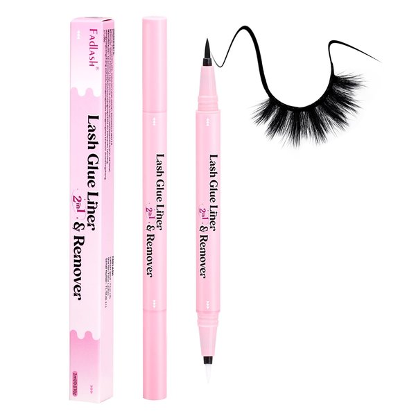 FADLASH 3-in-1 Lash Glue Liner and Remover Eyeliner Lash-Enhancing Eyelash Adhesive Eyeliner Waterproof Makeup Eyeliner Instead of Lash Glue Easy Touch-Up