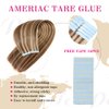 Tape in Hair Extensions Human Hair 100% Real Remy Human Hair Extensions Seamless Straight Hair extensions Real Human Hair Tape in Extensions 20 Inch 20Pieces 50g/Set #4p27 Dark Brown/Blonde Hair