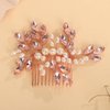 BERYUAN Crystal Rhinestone Hair Comb Rhinestone Pearls Headpiece Teardrop Rhinestone Wedding Hair Accessories for Women (pink)