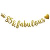 85 & Fabulous Banner, Pre-Strung, Funny Gold Paper Glitter Party Decorations for 85th Birthday Party Supplies, Letters Gold,ABCpartyland