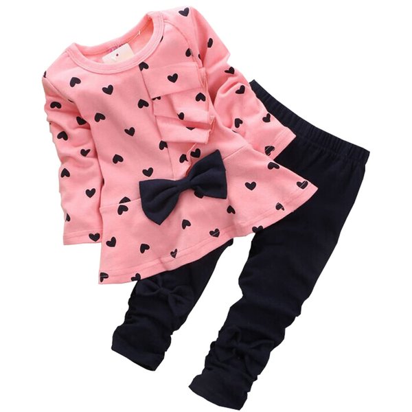 MINKIDFASHION Baby Girls Infant Clothing Set Long Sleeve T Shirt Pants Kids Toddler Children Tops Outfits (Pink, 12-18 months)