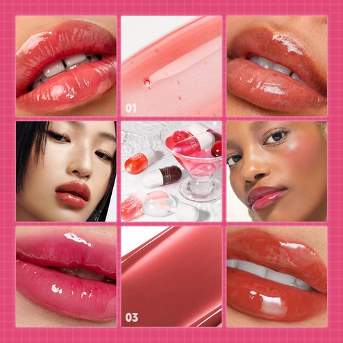 Halo east Lip Plumper Gloss High-Shine Liquid Lip Plumping Color, Long-Lasting Plumper Pout, Moisturizing, Non-Sticky With Natural Ginger Extract Portable 6 Colors (06#Strawberry)