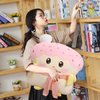 ARELUX Funny Toast Sliced Bread Pillow,Pink Bread Shape Pink Plush Hugging Pillow with Red Scarf,Soft Strawberry Food Sofa Cushion for Home Decor,Plush Toy Gifts for Kids Birthday(17.7in)