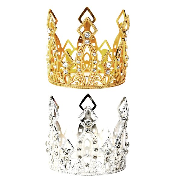 LifeDawn Headband for Women Diamond Crown Decor Headband Birthday Crowns for Women,2Pcs Princess Tiara Crown Birthday Hat for Women Girls Gift Birthday Decorations Party Favors(Gold+Silver)