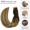 DOORES 20pcs 50g Hair Extensions Tape in Balayage Dark Brown to Chestnut Brown and Dirty Blonde Tape in Human Hair Extensions Real Hair Glue in Extensions Straight 16 Inch