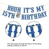 Embhhor Bruh It's My 15th Birthday Banner, Bro Dude I'm 15, Level 15 Unlocked Hanging Sign, Glittery Kid Boys Happy 15th Birthday Party Decorations
