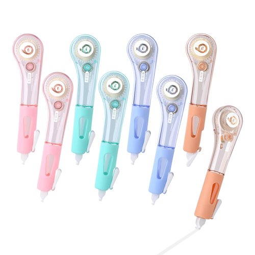 Valtiner 8 Pcs Correction Tape Pens, Aesthetic White Pull Out Tape, Comfortable Pen Shaped for Instant Corrections, Easy to Use Applicator for School Office Supplies, 6M/256" X 0.2" (Multicolor)
