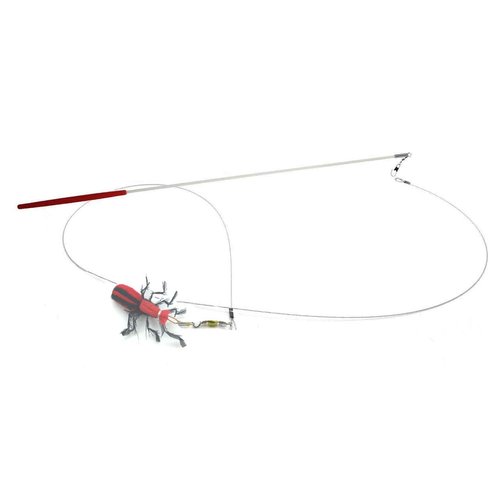 Kat Fly Cat Toy Teaser Wand - Red Beetle Cat Wand Teaser