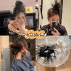 1PC Elegant Artificial Ostrich Feathers Hair Scrunchies Hair Tie Rope Elastics Hair Bands Ponytail Holders Hair Accessories for Women Girls, Black