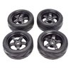 Apex RC Products 1/10 On-Road 12mm Black 5 Spoke Wheels V Tread Rubber Tires (Set of 4) #5000