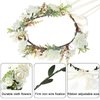 AWAYTR Leaf Flower Crown Garland Headpiece - Handmade Hair Floral Wreath Adjusatble Flower Headbands for Bridal Wedding Festival Party Flower Leaves Crown (Cream white)