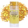 Paminify Gold Body Glitter Stick, Chunky Sequins Glitter Rave Singer Concert Outfits for Kids and Women,Body Paint for Hair Eye Clavicle,Waterproof Shimmer Accessories for Parties & Events