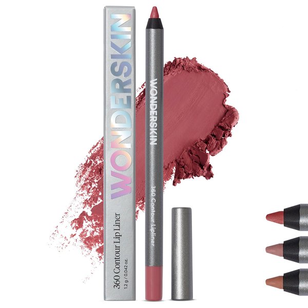 Wonderskin Lip Liner Pencil - 360 Contour Lipliner, Long Lasting Lip Pencil, Waterproof and Transfer-Proof Nude Lip Liner (Rosewood)